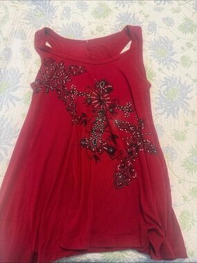 Women’s Red Embellished Tank Tunic